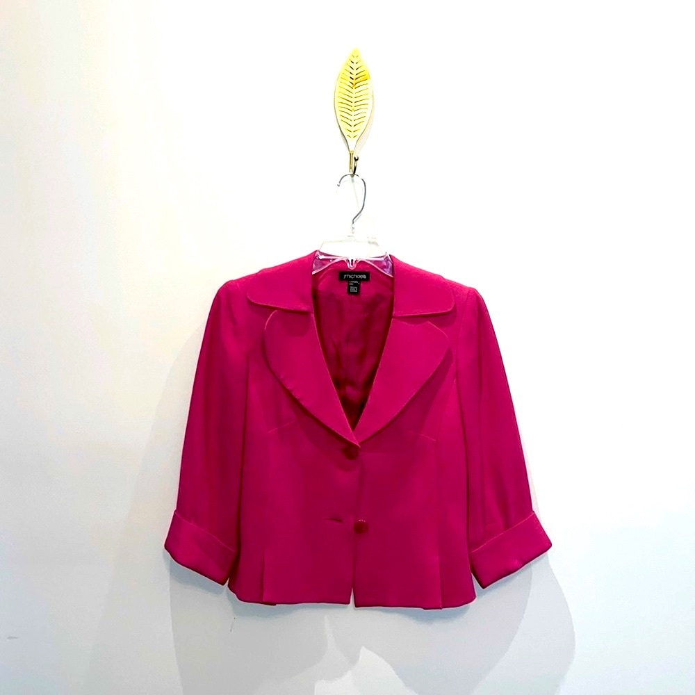 🩷J Michaels 3/4 Sleeve Silk Blazer